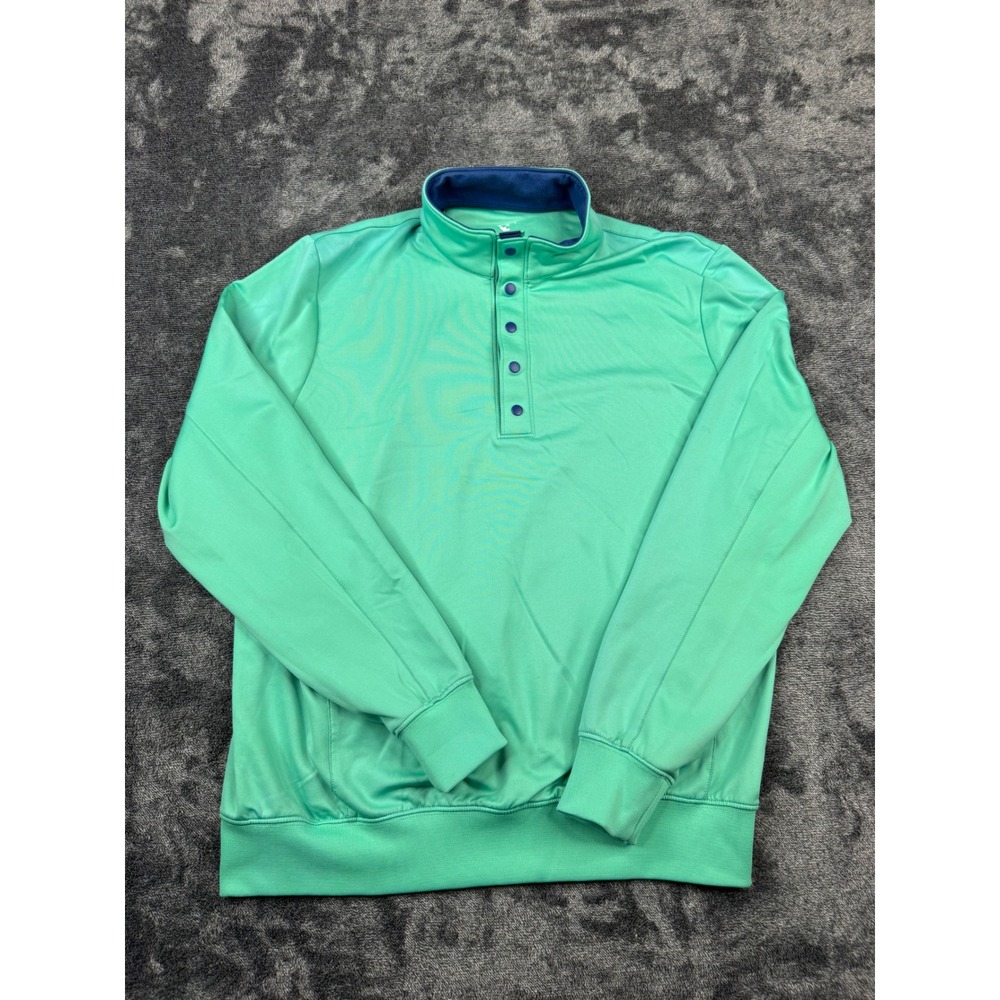 F&G Tech Pullover Women Medium Green Performance Snap Neck Golf Sweatshirt 11736